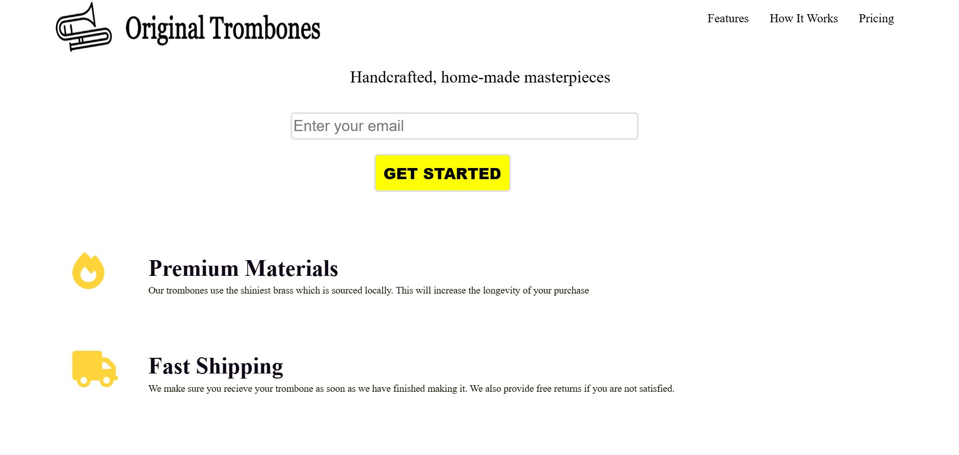 Product landing page